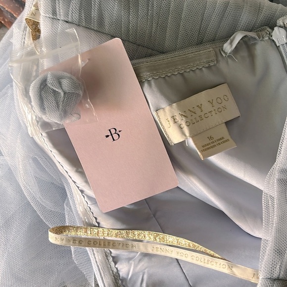 Jenny Yoo Strapless Dress Tulle Mock Neck Light Blue Size 16 New - Picture 7 of 11